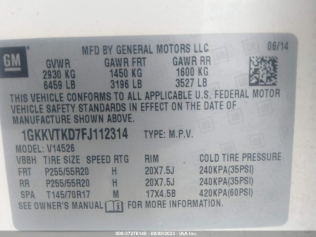 1GKKVTKD7FJ112314 GMC Acadia Denali