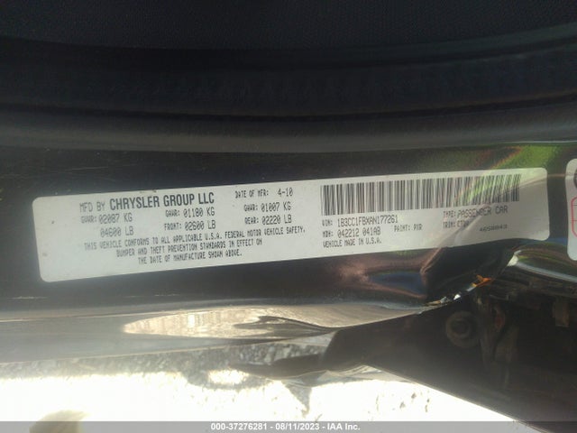 2010 DODGE AVENGER EXPRESS VIN: 1B3CC1FBXAN177261