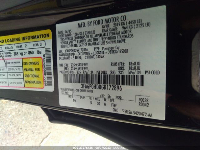 3FA6P0HD0GR172896 Ford FUSION SE
