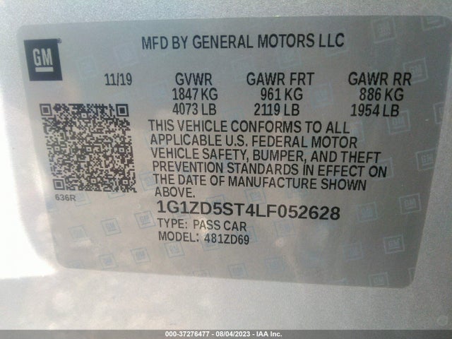 Chevrolet MALIBU LT 2020 1G1ZD5ST4LF052628 Image 9