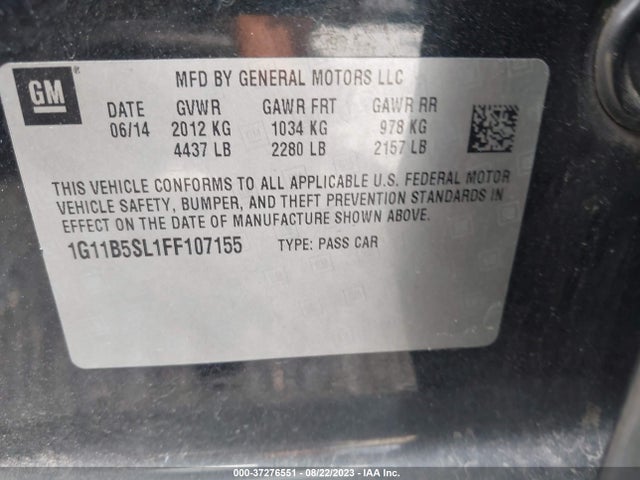 Chevrolet MALIBU LS 2015 1G11B5SL1FF107155 Image 9