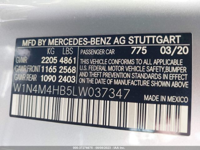 W1N4M4HB5LW037347 Mercedes-Benz Glb Glb 250