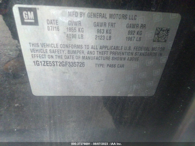 Chevrolet MALIBU LT 2016 1G1ZE5ST2GF335726 Image 9
