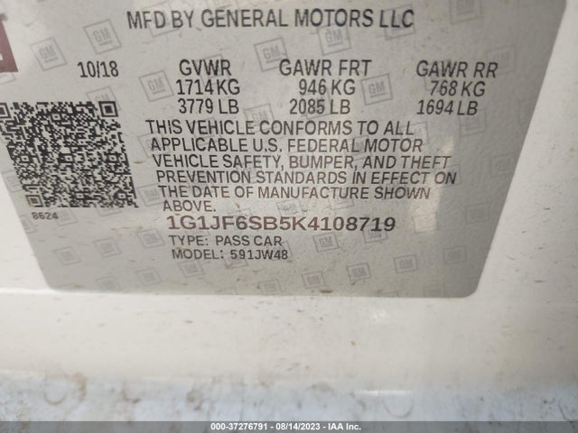 Chevrolet Sonic Premier 2019 1G1JF6SB5K4108719 Image 15