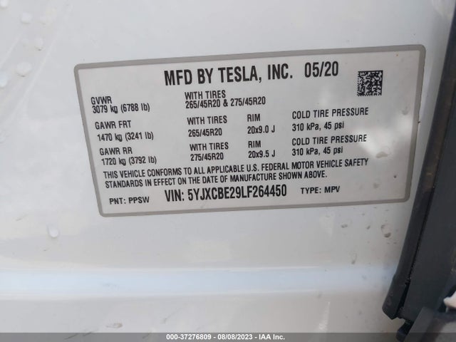5YJXCBE29LF264450 Tesla Model X Long Range Dual Motor All-wheel Drive/long Range Plus Dual Motor All-wheel Drive