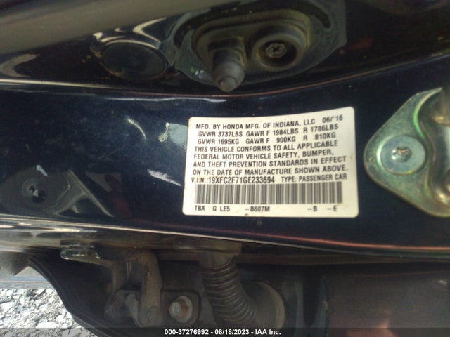 Honda Civic Sedan Ex 2016 19XFC2F71GE233694 Image 9