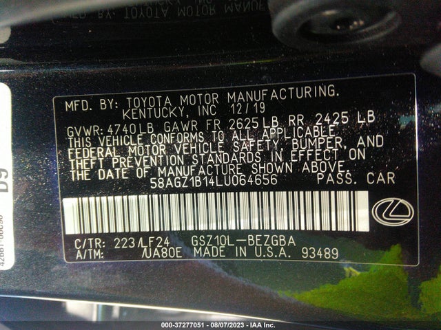 58AGZ1B14LU064656 Lexus Es Es 350 F Sport