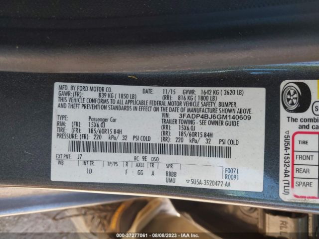3FADP4BJ6GM140609 Ford FIESTA SE