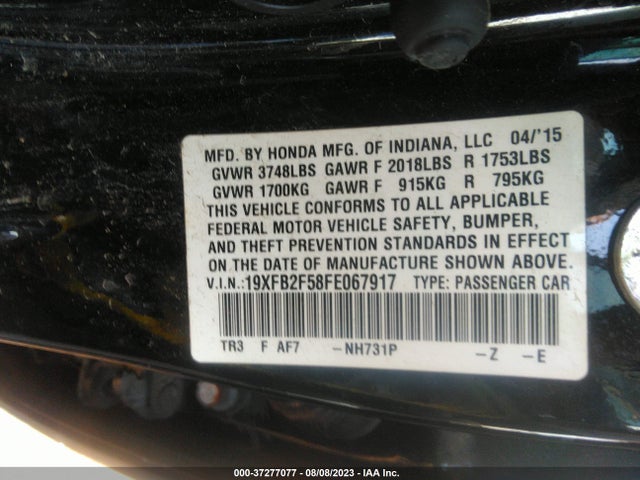 Honda Civic Sedan Lx 2015 19XFB2F58FE067917 Image 9