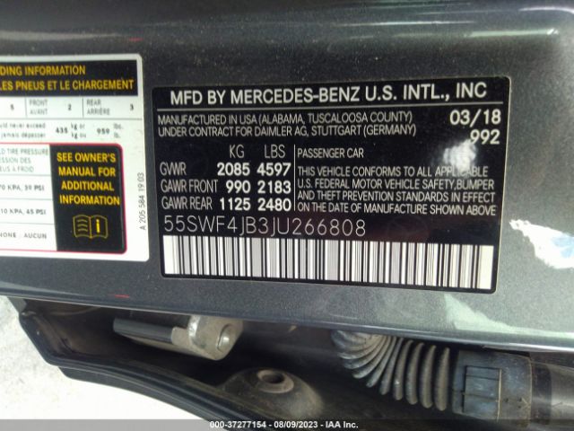 55SWF4JB3JU266808 Mercedes-Benz C-class C 300