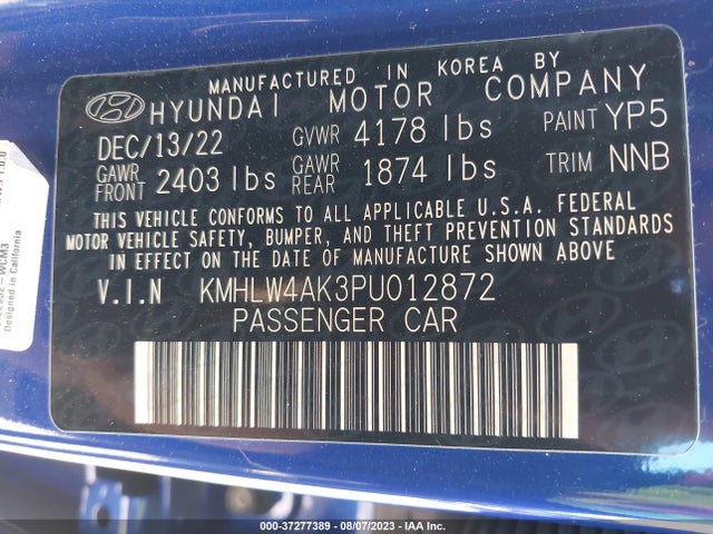 2023 Hyundai Elantra, VIN: KMHLW4AK3PU012872