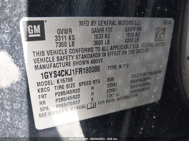 1GYS4CKJ1FR180088 Cadillac Escalade Premium