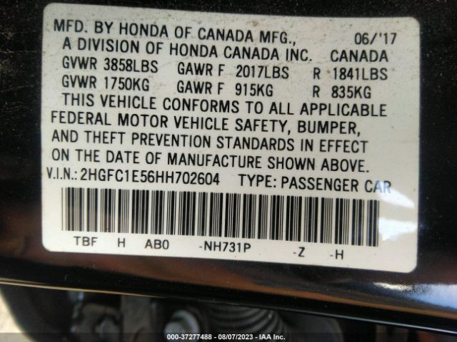 2HGFC1E56HH702604 Honda Civic Sedan Si