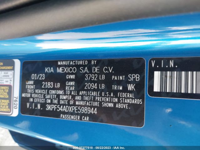 3KPF54ADXPE598944 KIA Forte Gt-line