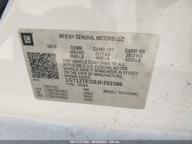 1GT12TEG0JF253386 GMC Sierra 2500hd Slt
