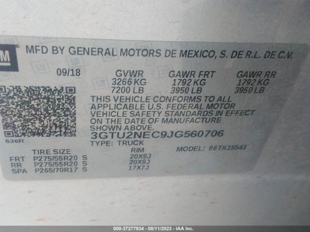 3GTU2NEC9JG560706 GMC Sierra 1500 Slt