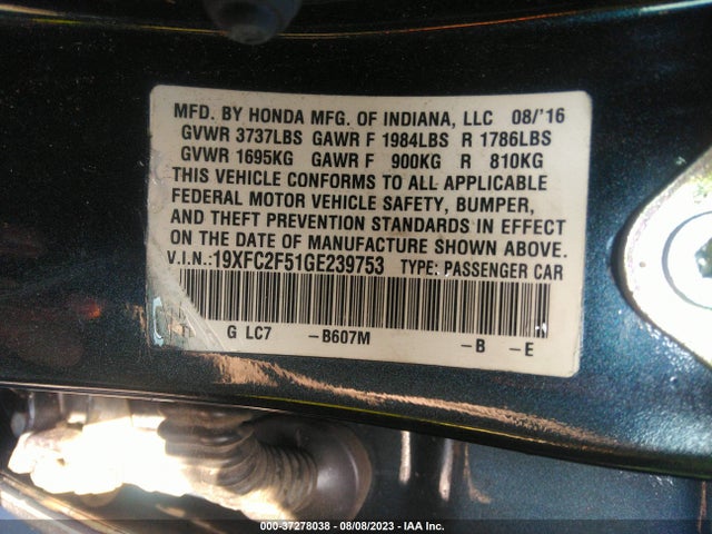 Honda Civic Sedan Lx 2016 19XFC2F51GE239753 Image 14