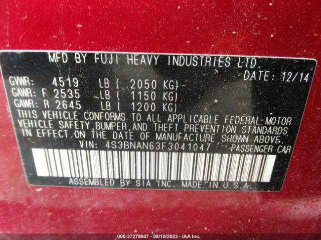 4S3BNAN63F3041047 Subaru Legacy 2.5i Limited