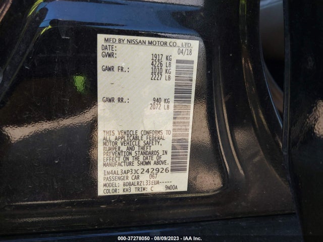 Nissan Altima 2.5 Sl 2018 1N4AL3AP3JC242926 Image 9