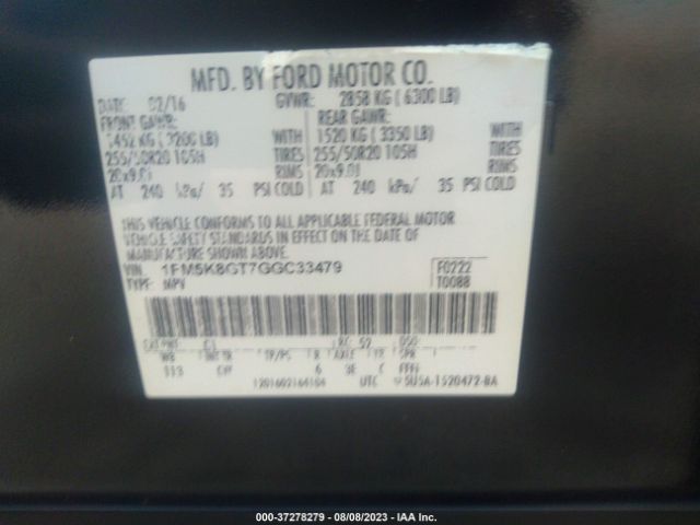 1FM5K8GT7GGC33479 Ford EXPLORER SPORT