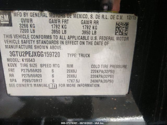 3GTU2PEJXGG159720 GMC Sierra 1500 Denali
