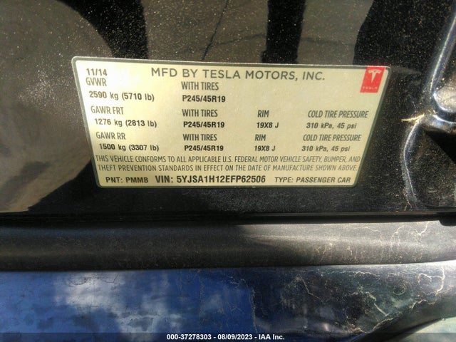 5YJSA1H12EFP62506 Tesla Model S 60 Kwh Battery/p85