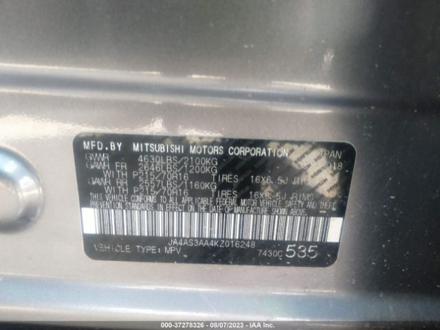 JA4AS3AA4KZ016248 Mitsubishi Eclipse Cross Es