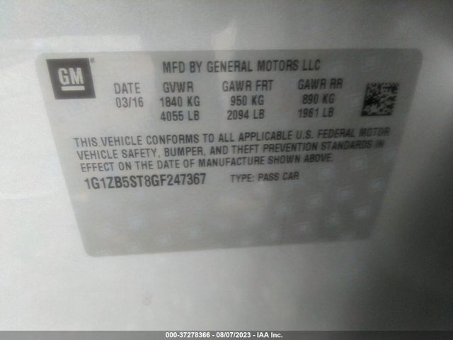 Chevrolet MALIBU LS 2016 1G1ZB5ST8GF247367 Image 9