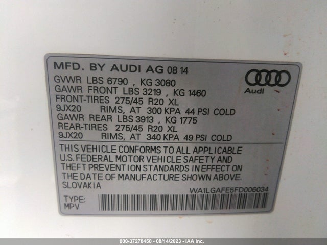 WA1LGAFE5FD006034 Audi Q7 3.0t Premium Plus