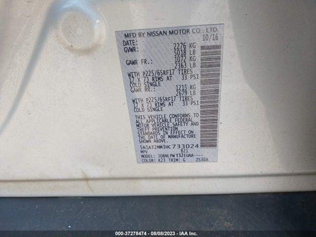 Nissan ROGUE S 2017 5N1AT2MM3HC733024 Image 9