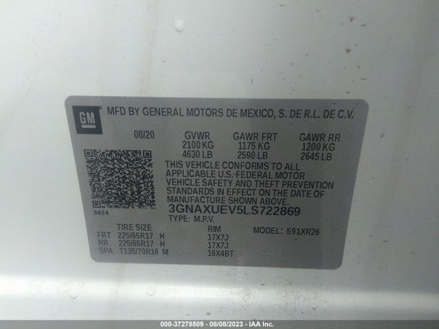 Chevrolet EQUINOX LT 2020 3GNAXUEV5LS722869 Image 9