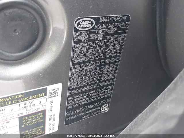 SALYM2FU4MA325238 Land Rover Range Rover Velar R-dynamic Hse