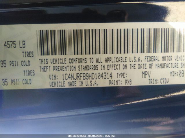 1C4NJRFB9HD104314 Jeep Patriot Latitude
