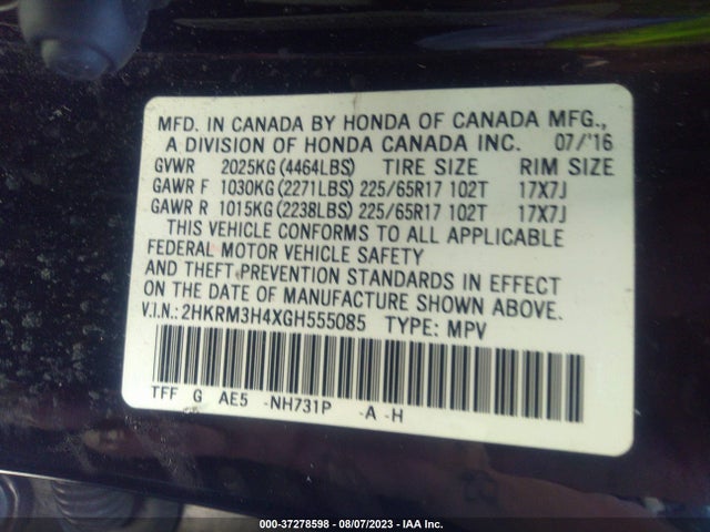 Honda CR-V SE 2016 2HKRM3H4XGH555085 Image 16