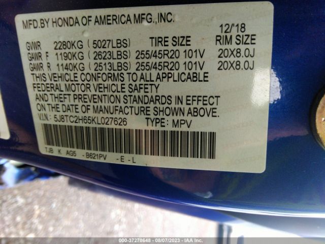 5J8TC2H65KL027626 Acura Rdx W/a-spec Pkg