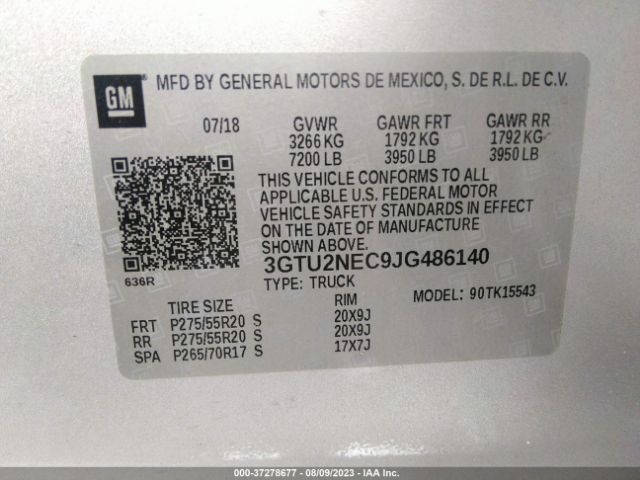 3GTU2NEC9JG486140 GMC Sierra 1500 Slt