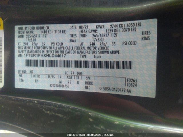 1FTER1FHXNLD44617 Ford Ranger Xl/xlt/lariat