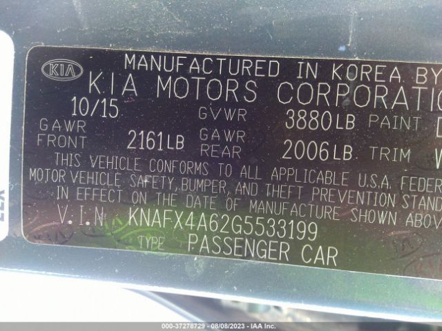 KNAFX4A62G5533199 KIA FORTE LX