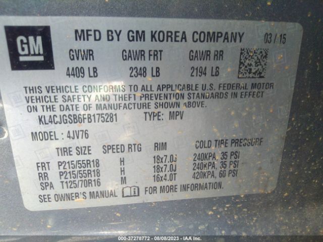 KL4CJGSB6FB175281 Buick Encore Leather