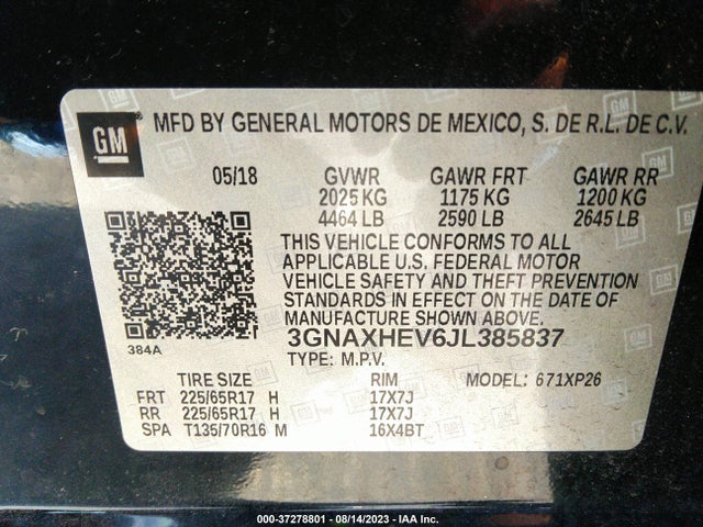 Chevrolet EQUINOX LS 2018 3GNAXHEV6JL385837 Image 9