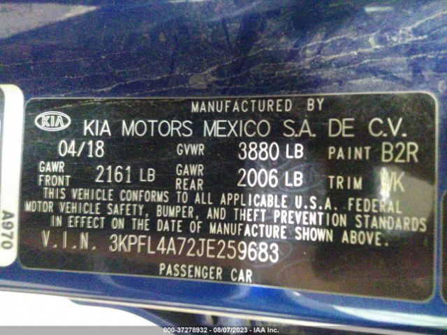 3KPFL4A72JE259683 KIA FORTE LX
