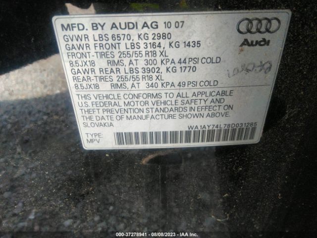 2008 AUDI Q7 WA1AY74L78D031285 Photo 8