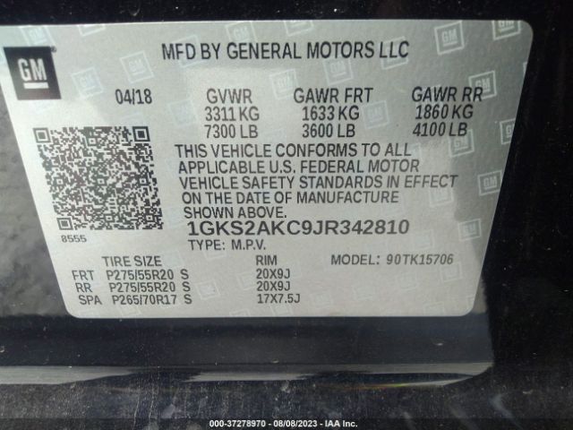 1GKS2AKC9JR342810 GMC YUKON SLE