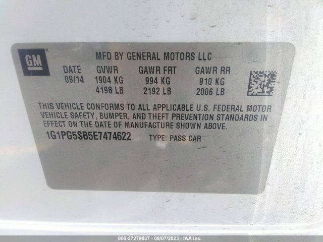 Chevrolet CRUZE LTZ 2014 1G1PG5SB5E7474622 Image 9