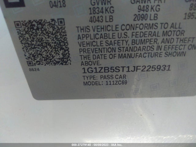 Chevrolet MALIBU LS 2018 1G1ZB5ST1JF225931 Image 9