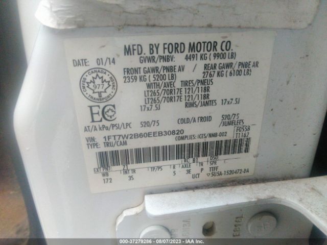 1FT7W2B60EEB30820 Ford Super Duty F-250 Srw Xl/xlt/lariat