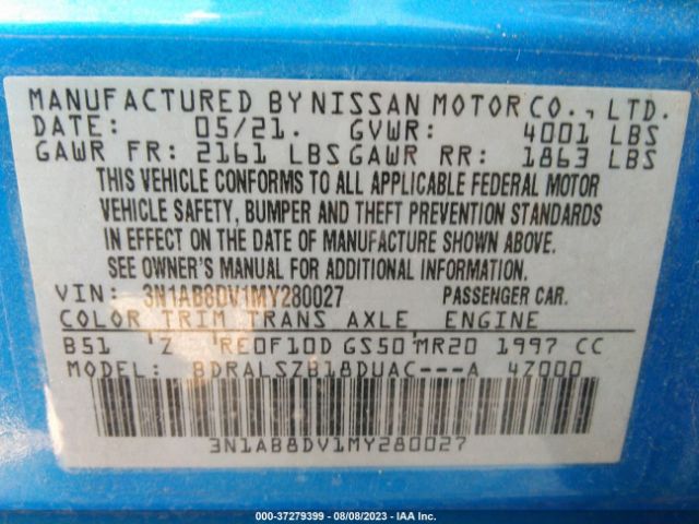 3N1AB8DV1MY280027 Nissan SENTRA SR