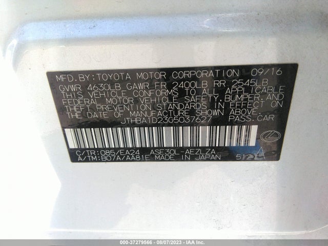 JTHBA1D23G5037627 Lexus IS 200T