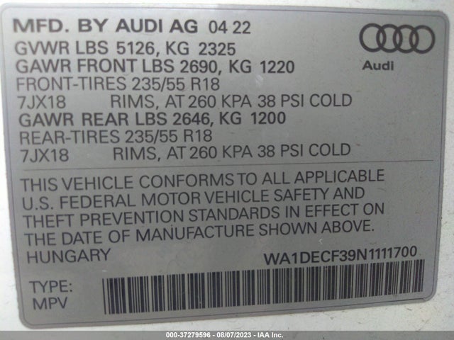 WA1DECF39N1111700 Audi Q3 S Line Premium