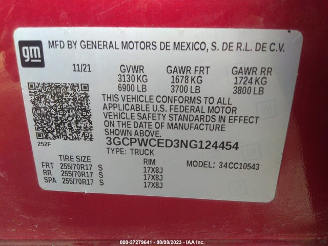 Chevrolet Silverado 1500 Ltd Lt 2022 3GCPWCED3NG124454 Image 15